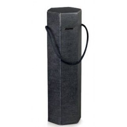 SCATOLA 1 BOTTIGLIA C/COR 9,5x9,5x35,5cm ESAGONALE SETA NERO