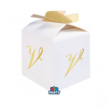 SCATOLINA CUBETTO PORTACONFETTI 5x7x5cm LETTERA V 10pz