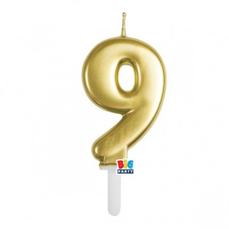 CANDELINA NUMERO 9 TINY PLUMP ORO METAL 7cm