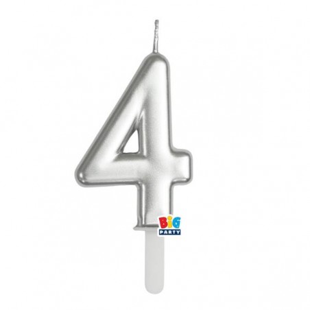 CANDELINA NUMERO 4 TINY PLUMP ARGENTO METAL 7cm