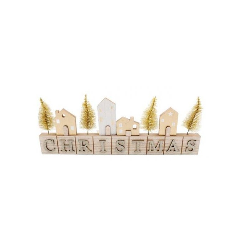 SCRITTA LEGNO 40x15cm CHRISTMAS