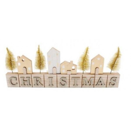 SCRITTA LEGNO 40x15cm CHRISTMAS