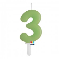 CANDELINA NUMERO 3 TINY PLUMP VERDE OLIVA 7cm