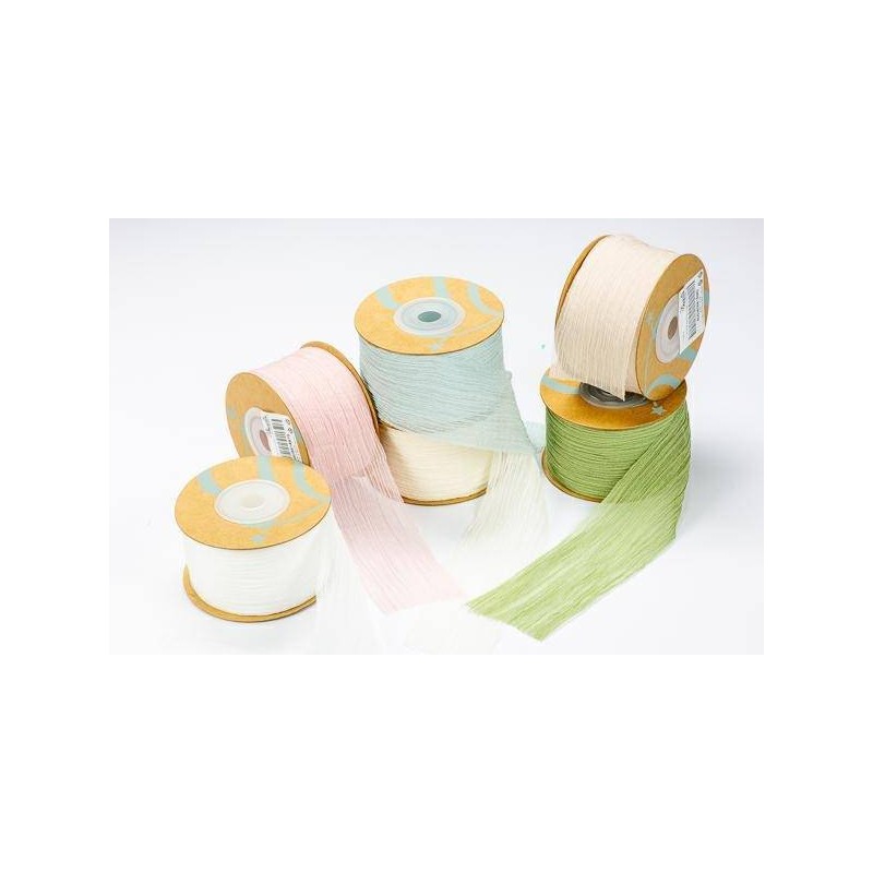 NASTRO CRINKLE CHIFFON mm38x10mt BIANCO BAR