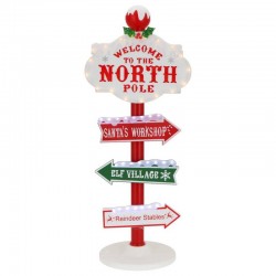 CARTELLO STRADALE POLO NORD 30x30x95cm CON LUCE