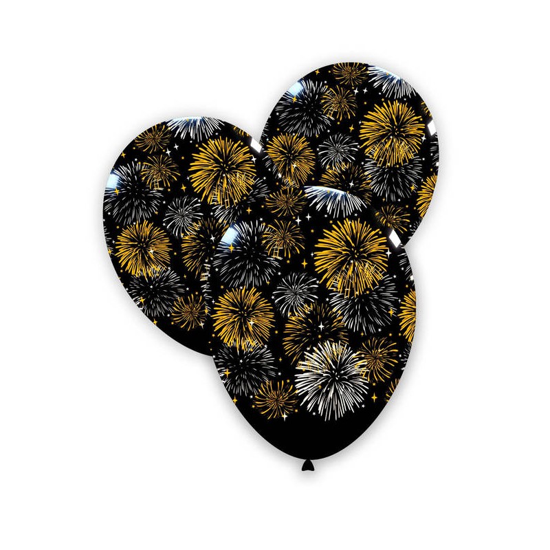 PALLONCINI LATTICE NERO ST. ORO E ARGENTO FUOCHI ARTIFICIO 10pz