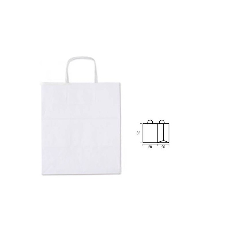 BORSA CARTA BIANCA MIS.28x20x32cm PASTIPACK 25pz