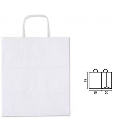 BORSA CARTA BIANCA MIS.28x20x32cm PASTIPACK 25pz