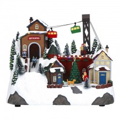 VILLAGGIO CON SEGGIOVIA 30x18x24cm LUCE SUONO MOVIMENTO...