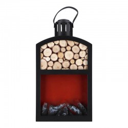 LANTERNA NERA  FUOCO E LEGNA 18,5x10x34cm