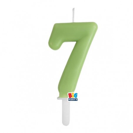 CANDELINA NUMERO 7 TINY PLUMP VERDE OLIVA 7cm