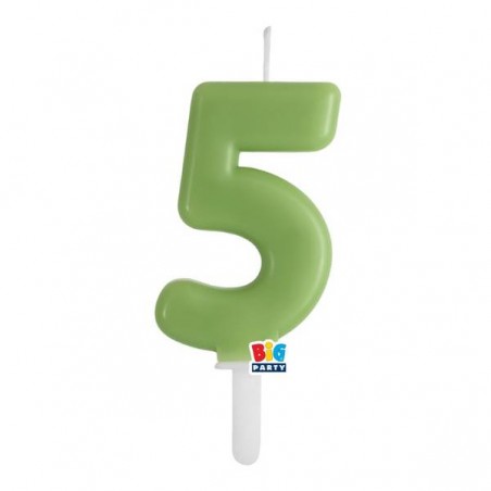 CANDELINA NUMERO 5 TINY PLUMP VERDE OLIVA 7cm