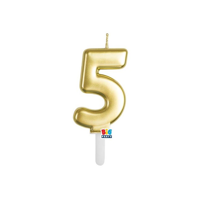 CANDELINA NUMERO 5 TINY PLUMP ORO METAL 7cm