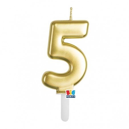 CANDELINA NUMERO 5 TINY PLUMP ORO METAL 7cm