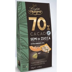 SEMI DI ZUCCA  RICOPERTI DI CIOCCOLATO FONDENTE 70% 130gr