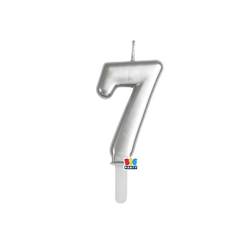 CANDELINA NUMERO 7 TINY PLUMP ARGENTO METAL 7cm