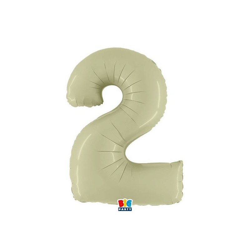PALLONE NUMERO 2 MYLAR 102cm 40 VERDE OLIVA