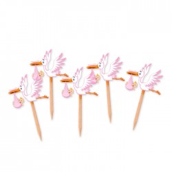 PICKS SAGOMATI CICOGNA ROSA 25pz