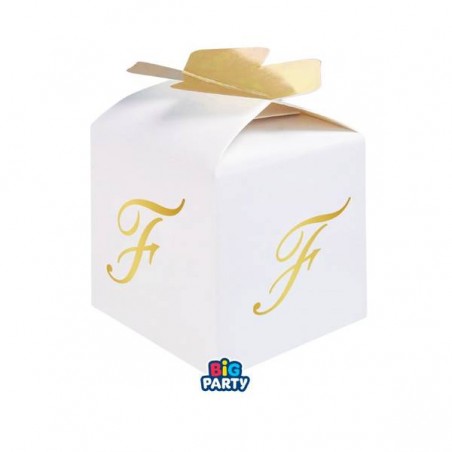 SCATOLINA CUBETTO PORTACONFETTI 5x7x5cm LETTERA F 10pz