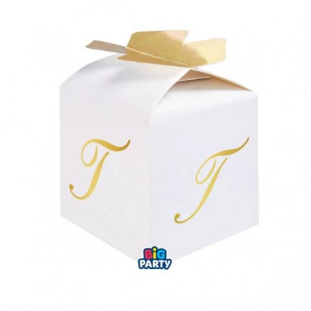 SCATOLINA CUBETTO PORTACONFETTI 5x7x5cm LETTERA T 10pz