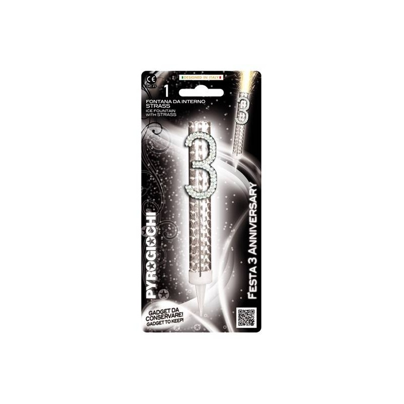 CANDELOTTO TORTA N°3 GLITTER ANNIVERSARY