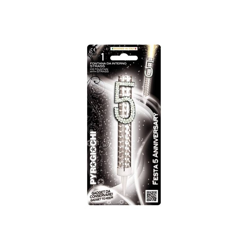 CANDELOTTO TORTA N°5 GLITTER ANNIVERSARY