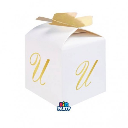 SCATOLINA CUBETTO PORTACONFETTI 5x7x5cm LETTERA U 10pz