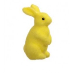 CONIGLIO EFFETO VELLUTO GIALLO  8,5x17cm