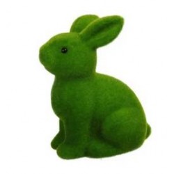 CONIGLIO EFFETO VELLUTO VERDE  15x26cm