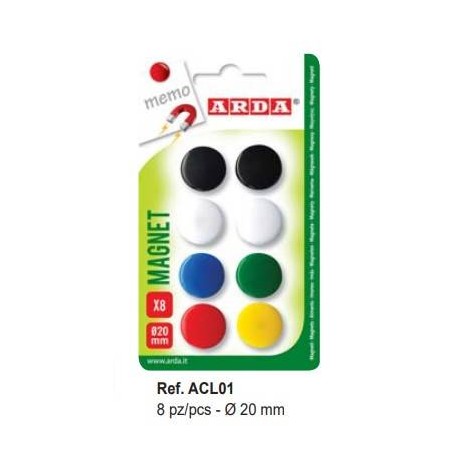 FERMAFOGLI MAGNETICI ø20mm COLORI ASS.TI 8pz ARDA