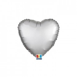 PALLONE MYLAR CUORE 25cm ARGENTO SATIN 5 PEZZI