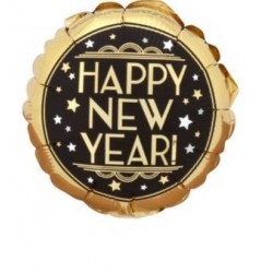 PALLONE MYLAR MINI 9" 23cm HAPPY NEW YEAR VINTAGE SATIN