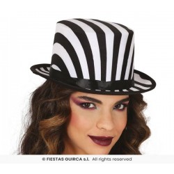 CAPPELLO CILINDRO A RIGHE BIANCHE/NERE