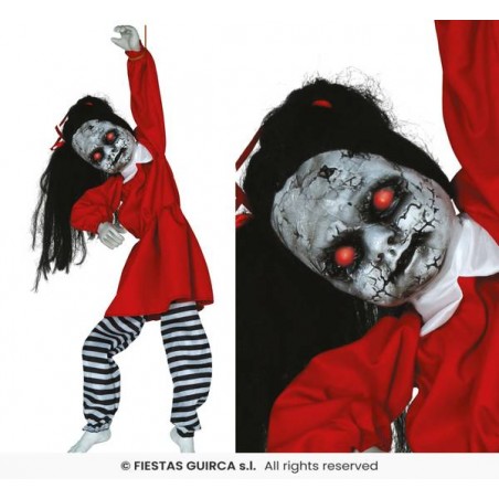 DECORAZIONE DA APPENDERE BAMBINA HORROR CON LUCE, SUONO E MOVIMENTO