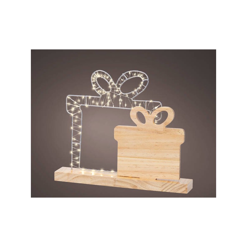 CORNICE PACCO REGALO IN LEGNO 35x30cm C/LED