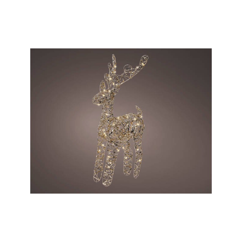 RENNA IN METALLO 12x30x55cm C/LED BIANCO CALDO