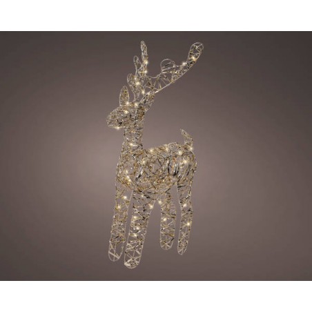 RENNA IN METALLO 12x30x55cm C/LED BIANCO CALDO