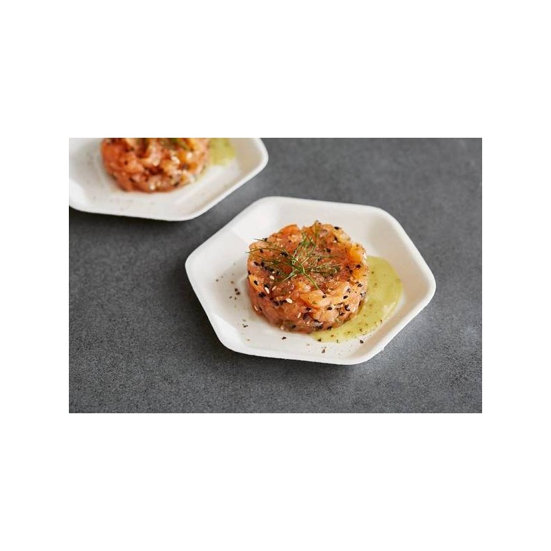 PIATTO POLPA ESAGONALE 13x11,6cm BIODEGRADABILE 50pz