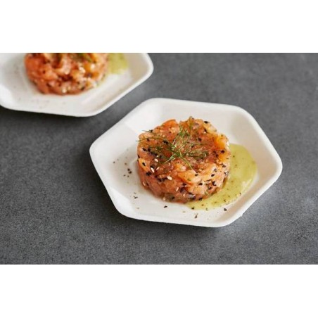 PIATTO POLPA ESAGONALE 13x11,6cm BIODEGRADABILE 50pz