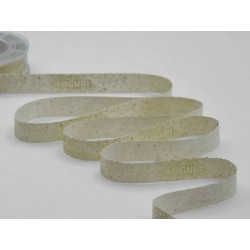 NASTRO POLICOTONE STAMPA SERIGRAFICA AUGURI mm15x10mt COL.22W35 AVORIO-ORO