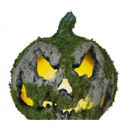 DECORAZIONE ZUCCA CON MUSCHIO E LUCE 20cm