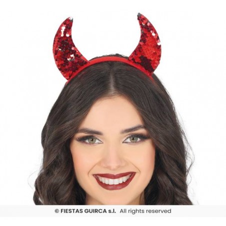 CERCHIETTO CORNA PAILLETTES ROSSO
