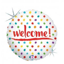 PALLONE MYLAR TONDO 18 45cm WELCOME HOLOGRAPHIC