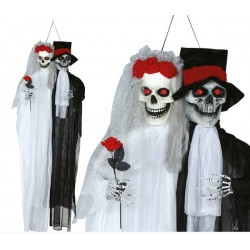 DECORAZIONE DA APPENDERE COPPIA SCHELETRI C/LUCE