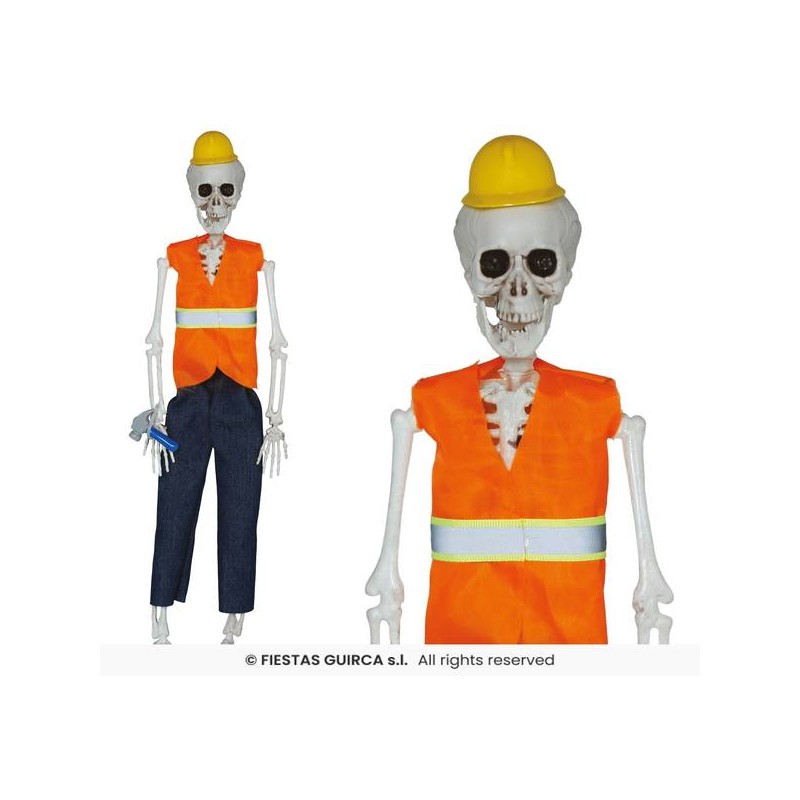 DECORAZIONE DA APPENDERE SCHELETRO OPERAIO 40cm