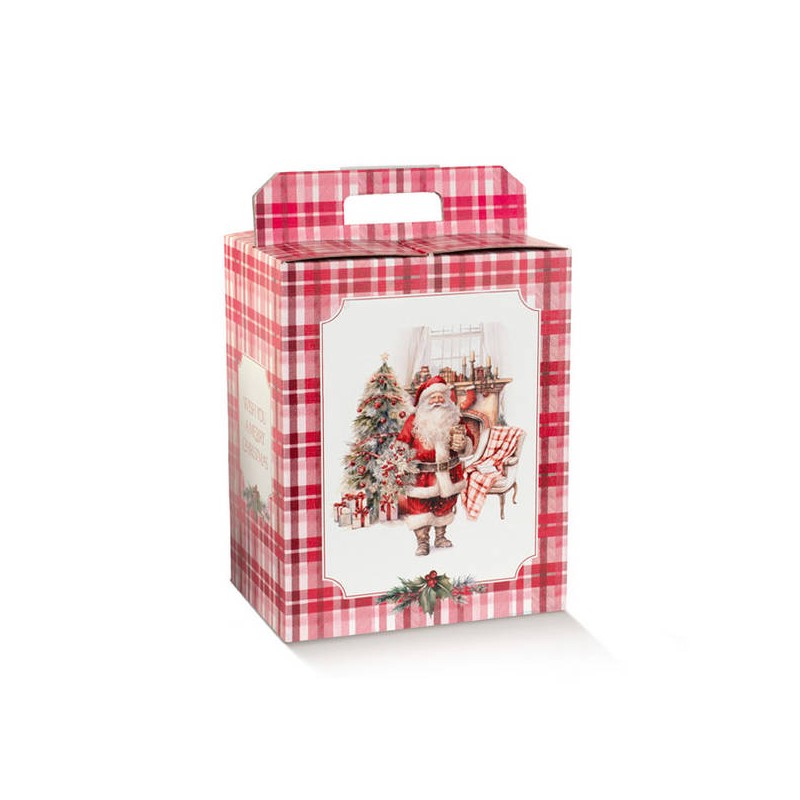 SCATOLA REGALO C/MANIGLIA 33x25x35cm SANTA'S HOME