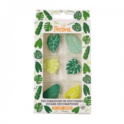 DECORAZIONI IN ZUCCHERO FOGLIE TROPICALI 6pz