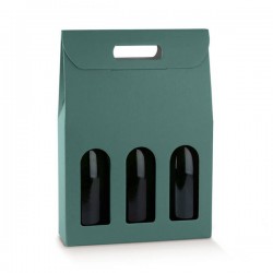 SCATOLA 3 BOTTIGLIE C/FINESTRA 27x9x38,5cm FIBRA ROSSO