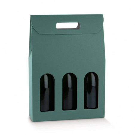 SCATOLA 3 BOTTIGLIE C/FINESTRA 27x9x38,5cm FIBRA ROSSO