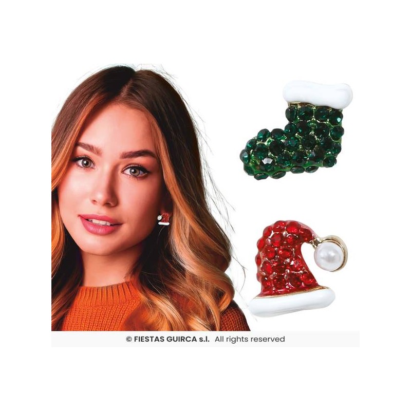 ORECCHINI STRASS CAPPELLO E CALZA NATALE